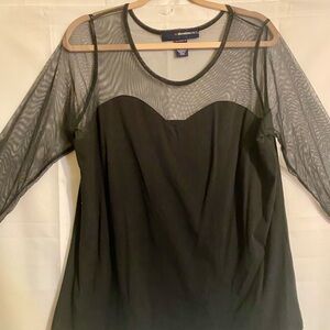 Women’s Denim 24/7 Black Mesh Sleeve Blouse Size L